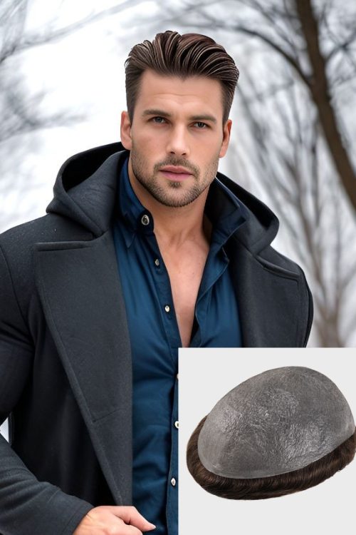 CNG | 0.02~0.04mm 8''x10'' 90% Dichte Super Ultra Thin Skin Men's V-looped Hair System - Lightly Dense, Fully Natural