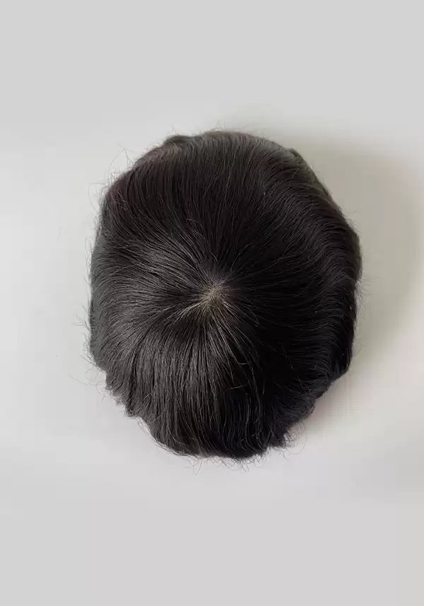 M-Lace |  6" 130% Density Injected Thin Skin Toupee for Men Attached with French Lace and Silk Base Lace
