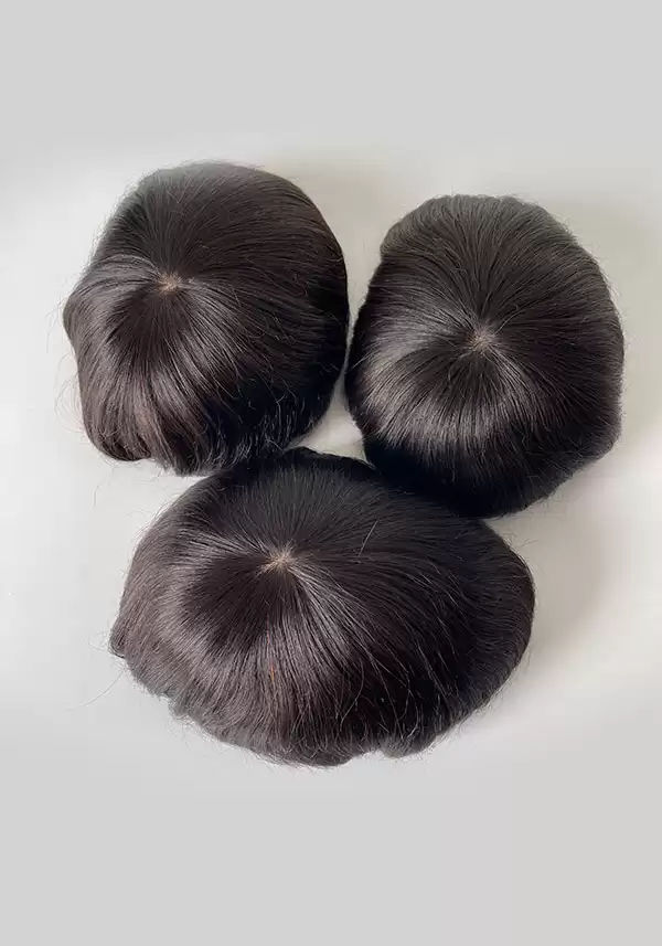 M-Lace |  6" 130% Density Injected Thin Skin Toupee for Men Attached with French Lace and Silk Base Lace