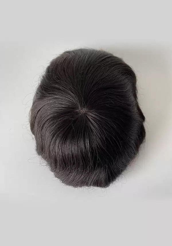 M-Lace |  6" 130% Density Injected Thin Skin Toupee for Men Attached with French Lace and Silk Base Lace