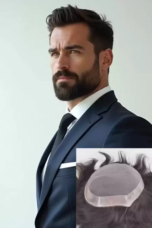 Dura Mono |  6" 130% Density Men's Hair System with with Fine Mono and PU Perimeter