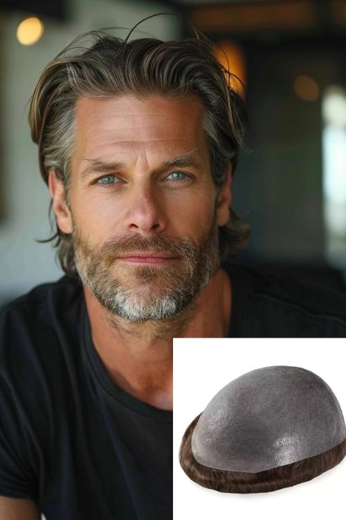 Skin | 0.10mm 8''x10'' 130% Density Scallop Front Skin Men's Hair System - mühelos, einfach zu tragen