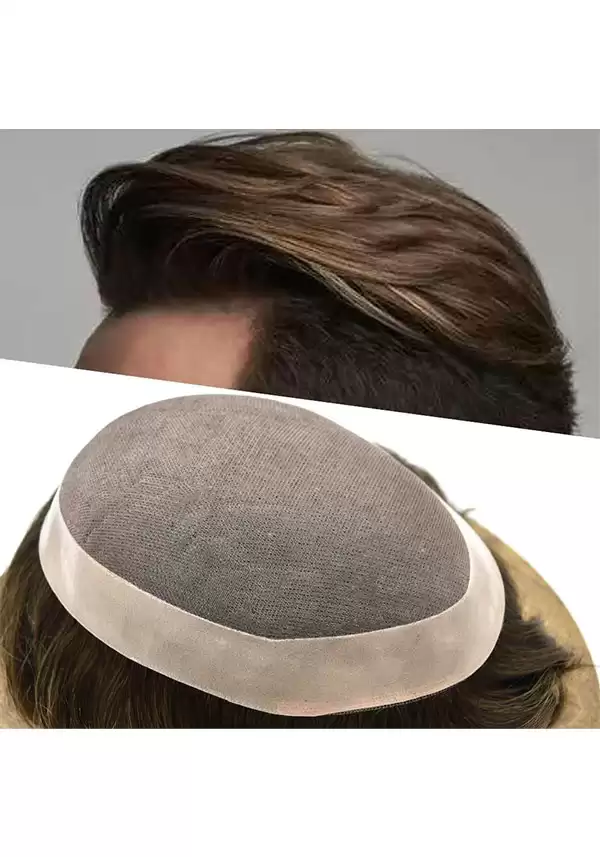 Duro Mono |  6" 130% Density Fine Mono with PU Perimeter and Folded Lace Front Stock Hair System for Men