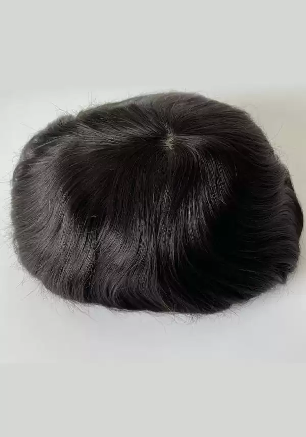 M-Lace |  6" 130% Density Injected Thin Skin Toupee for Men Attached with French Lace and Silk Base Lace