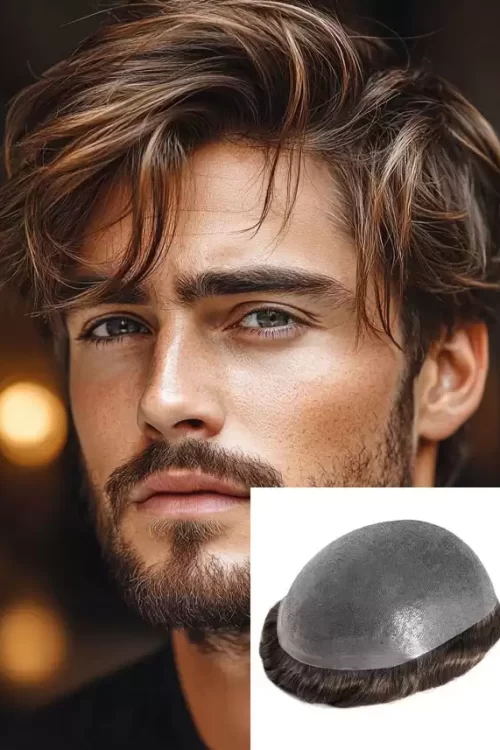 Thin Skin | 0.08~0.10mm 8''x10'' 115% Density Super Thin Skin Men's V-looped Hair System - mühelos, einfach zu tragen