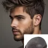 Thin Skin V | 0.06~0.08mm 8''x10'' 115% Densidad Ultra Thin Skin Men's V-looped Hair System - Ligeramente Denso, Totalmente Natural