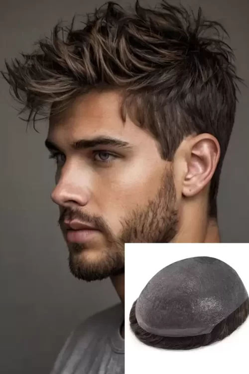 Thin Skin V | 0.06~0.08mm 8‘’x10‘’ 115% Density Ultra Thin Skin Men's V-looped Hair System - Lightly Dense, Fully Natural
