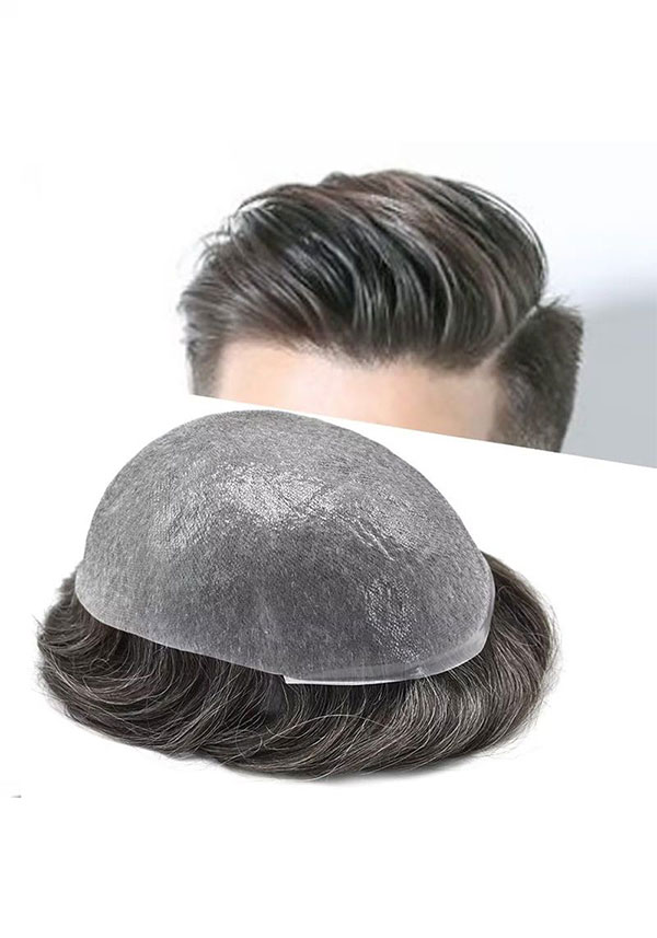 Thin Skin V | 0.06~0.08mm 8''x10'' 115% Densidad Ultra Thin Skin Men's V-looped Hair System - Ligeramente Denso, Totalmente Natural