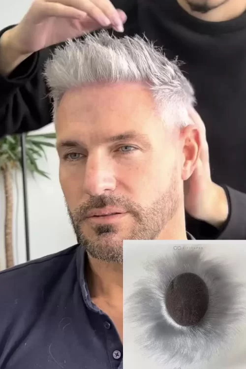 All Swiss Lace | 1B Grey Ombré Hair 8x10 inches cut be cut into different sizes full lace base