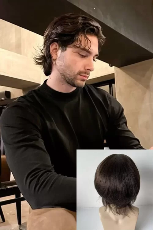 Custom Order | Parrucca da uomo su misura, misura 12 cm, densità 100%, colore castano