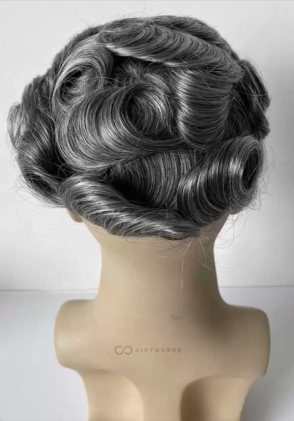 PU Base | Tamaño 8x10 pulgadas se puede cortar a todos los tamaños , color de pelo 1B 40, 1B mezclado con 40% pelo gris