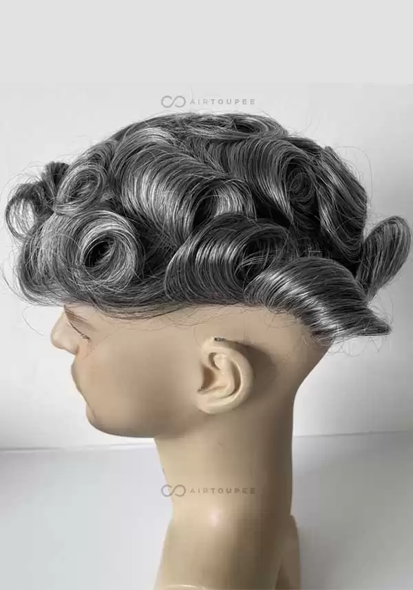 PU Base | Tamaño 8x10 pulgadas se puede cortar a todos los tamaños , color de pelo 1B 40, 1B mezclado con 40% pelo gris