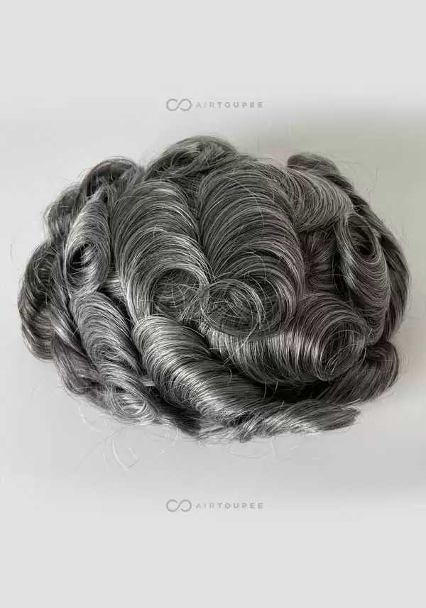 PU Base | Tamaño 8x10 pulgadas se puede cortar a todos los tamaños , color de pelo 1B 40, 1B mezclado con 40% pelo gris