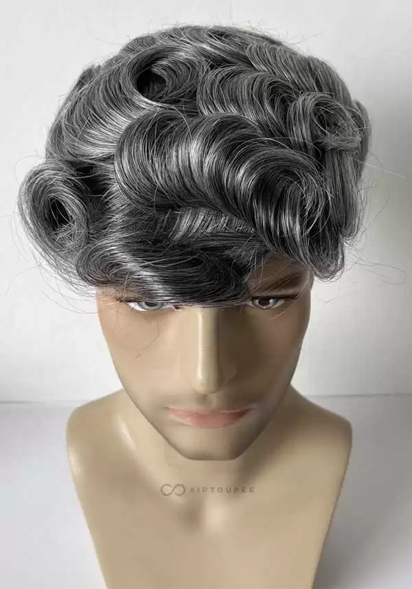 PU Base | Tamaño 8x10 pulgadas se puede cortar a todos los tamaños , color de pelo 1B 40, 1B mezclado con 40% pelo gris