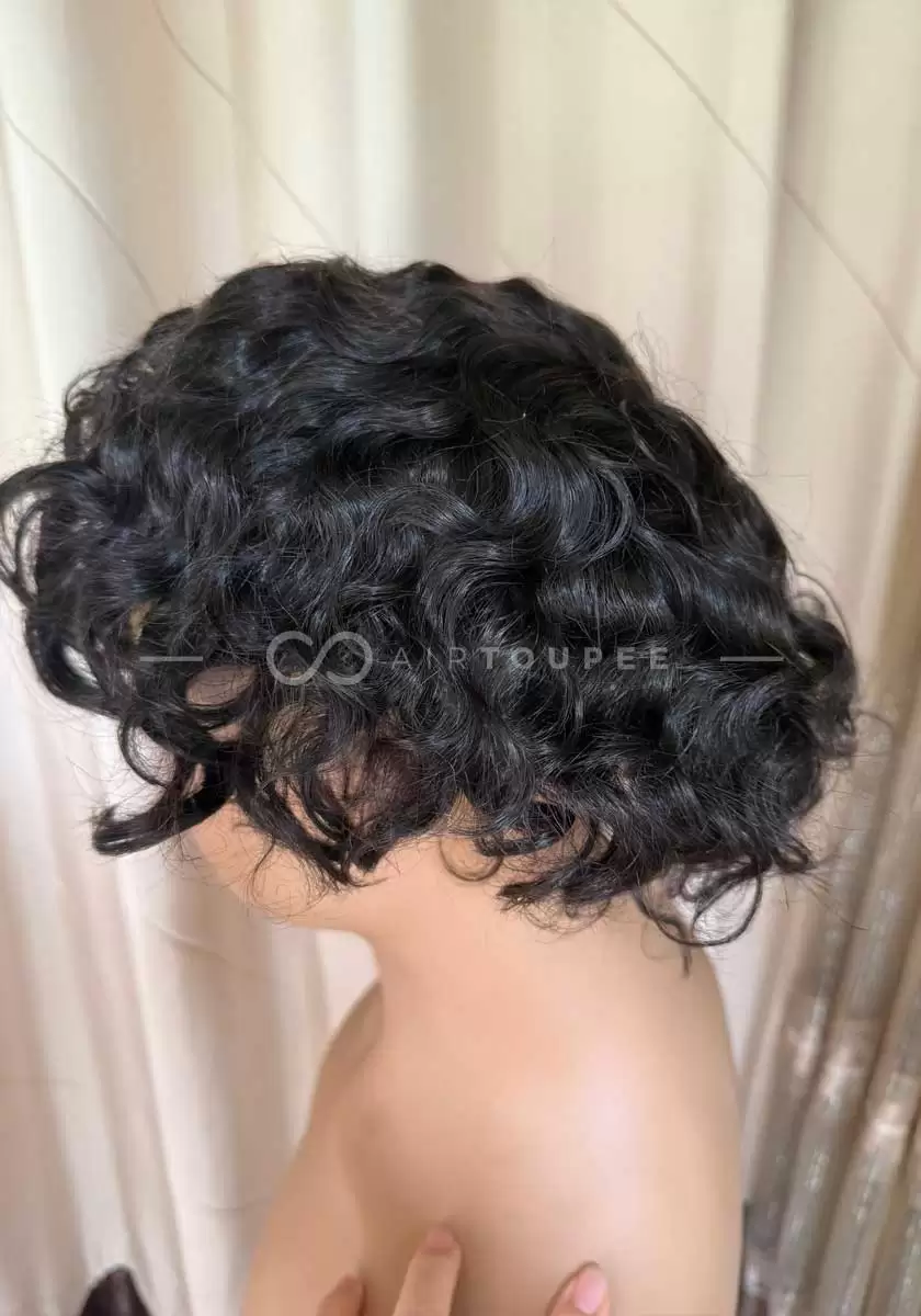 Hollywood | 8x10 1B Curly Bleached knots hairline 100% Density French Lace Front and Top with Polyskin in Perimeter | Upgraded Hair