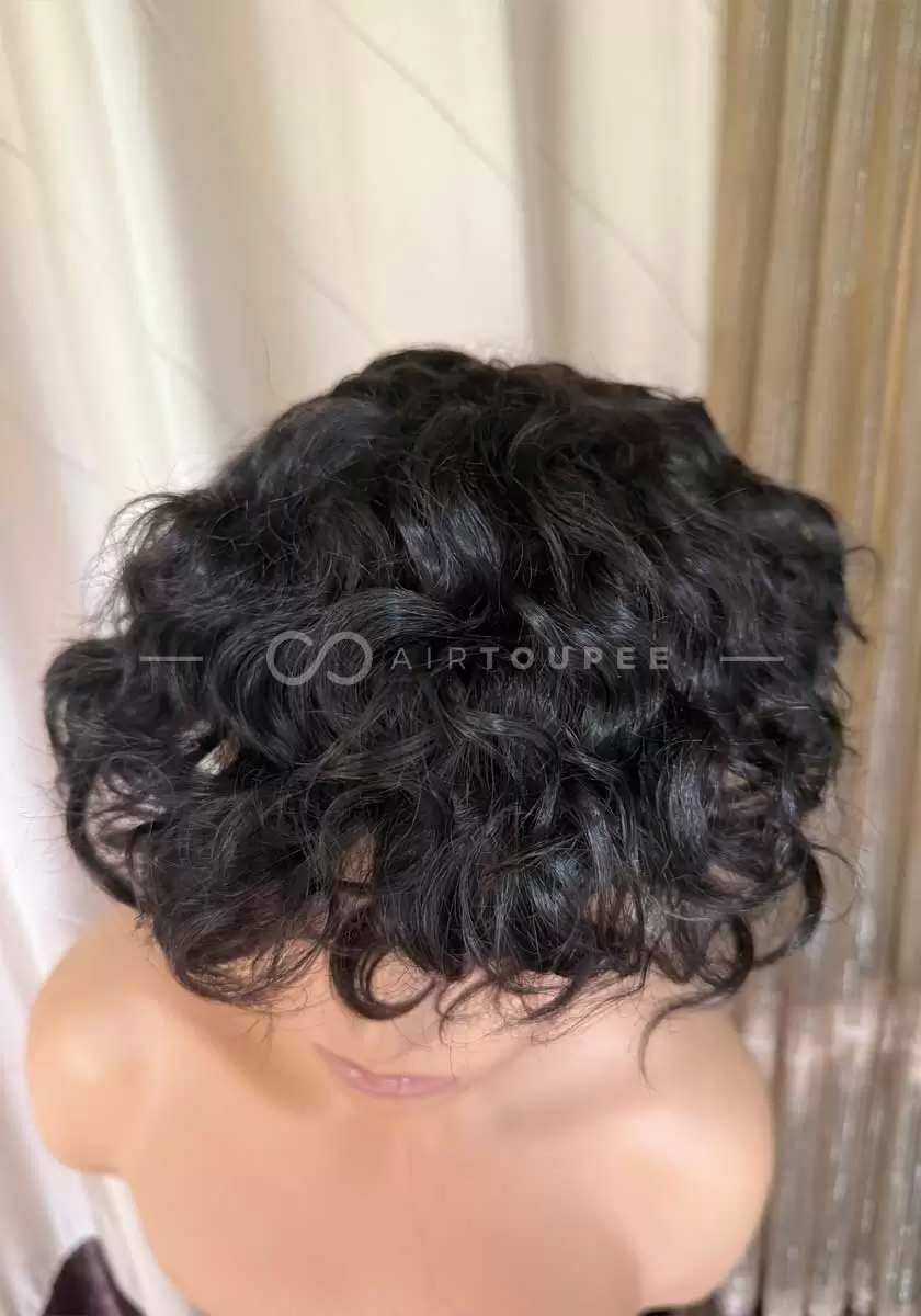 Hollywood | 8x10 1B Curly Bleached knots hairline 100% Density French Lace Front and Top with Polyskin in Perimeter | Upgraded Hair