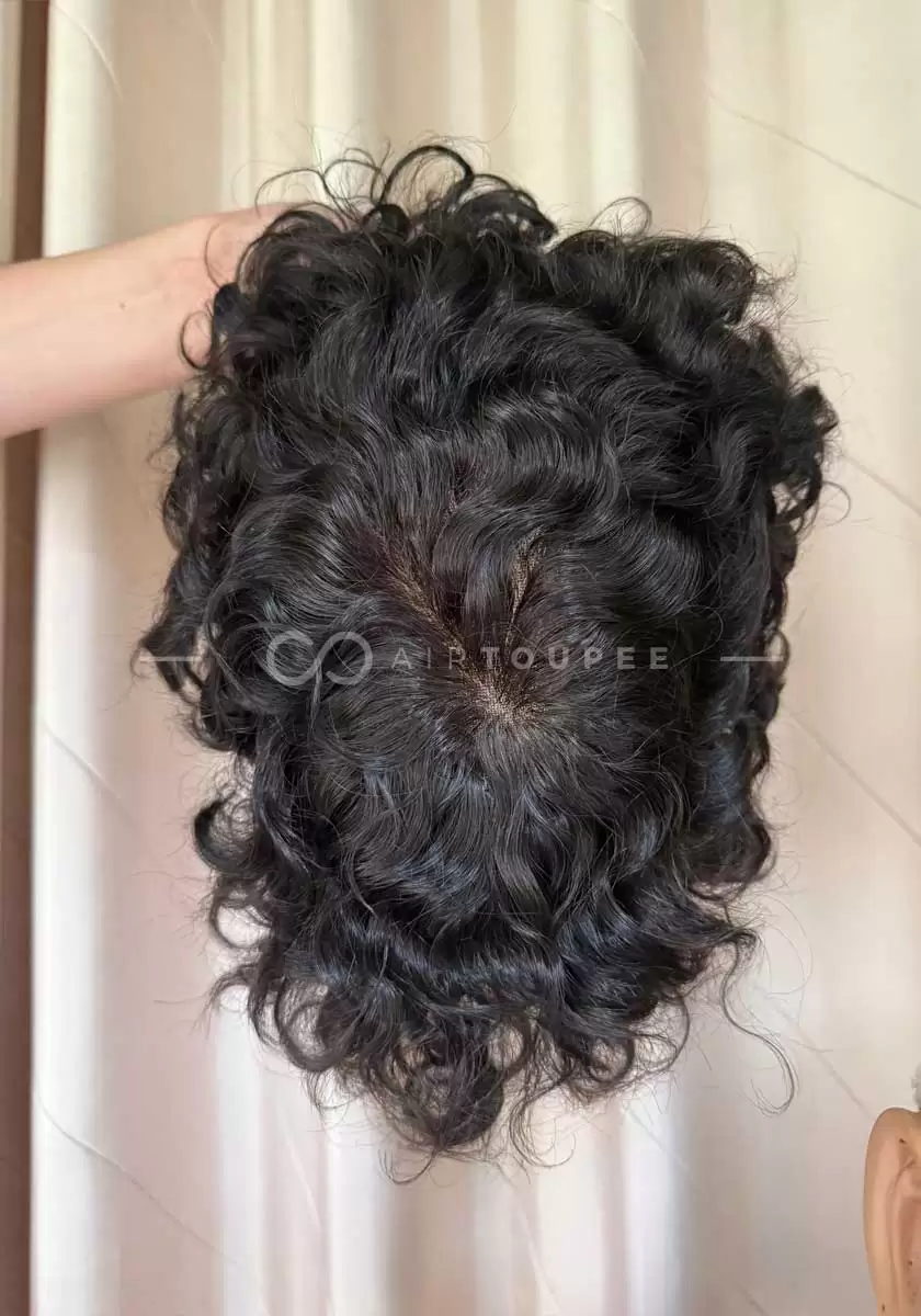 Hollywood | 8x10 1B Curly Bleached knots hairline 100% Density French Lace Front and Top with Polyskin in Perimeter | Upgraded Hair