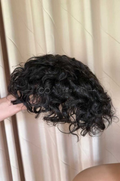 Hollywood | 8x10 1B Curly Bleached knots hairline 100% Density French Lace Front and Top with Polyskin in Perimeter | Upgraded Hair