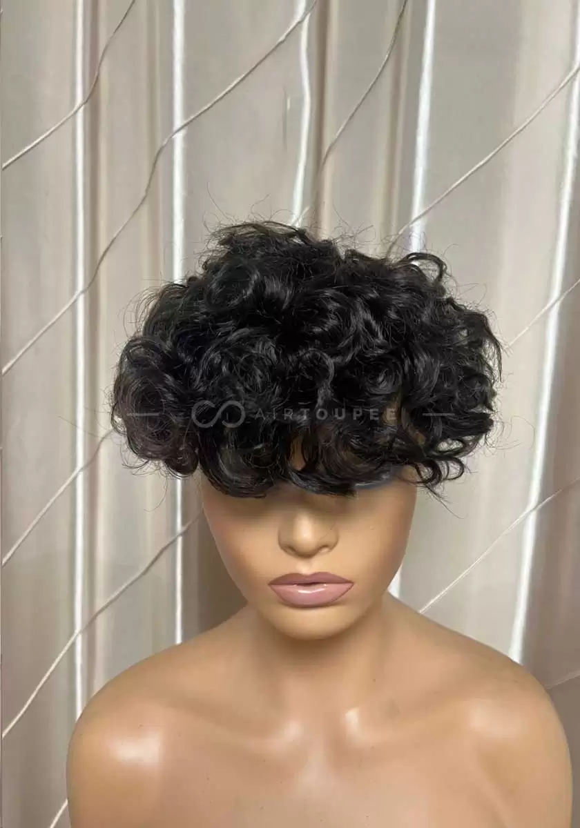 Hollywood | 8x10 1B Curly Bleached knots hairline 100% Density French Lace Front and Top with Polyskin in Perimeter | Upgraded Hair