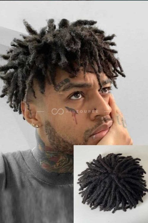 Afro Twist | 5 Zoll 8x10 #1 150% Dichte Zöpfe für Männer brasilianisches jungfräuliches menschliches Haar volle französische Spitze | Super Verschlüsselung Metrisch