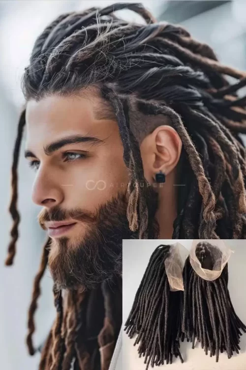 Afro Twist Perücke | #1 150% Dichte Zöpfe für Männer brasilianische Echthaarperücke mit französischer Spitze | Top-Tier Flagship Style