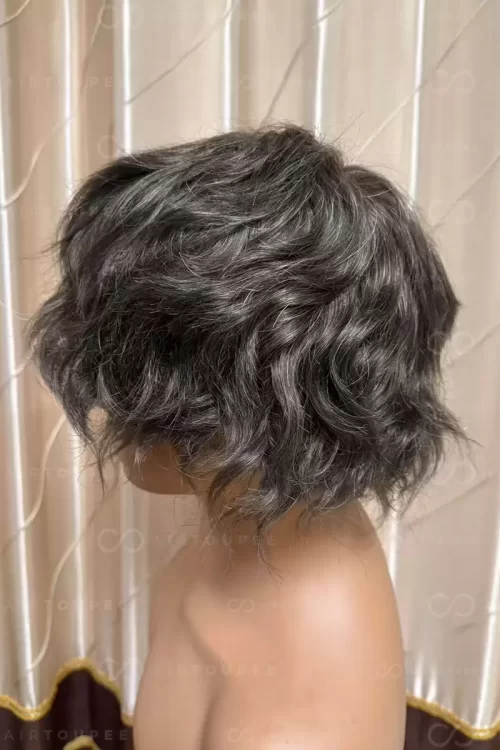 #720 aschbraun mit 20% grauem Haar gemischt Größe 8x10 Zoll kann in verschiedene Größen geschnitten werden 130% Dichte 0,1 pu Haut Basis