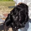 M-encaje | Tamaño 6x8 pulgadas 130% densidad toda la base de seda con pu alrededor de pelo negro natural