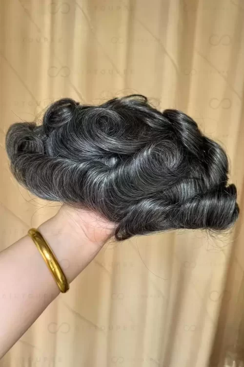 Dünne Haut V | Farbe 1B 40 mittel schwarz mit 40% grauen Haaren gemischt 0,06 bis 0,08 mm pu Basis 115% Dichte Größe 8x10 Zoll kann in verschiedenen Größen geschnitten werden